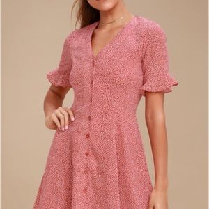 Castana Rust Red Print Button-Up Dress